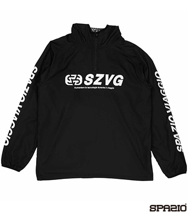 SpazioViaggioエンブレム柄裏メッシュハーフジップピステパーカー