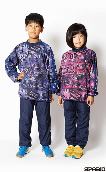 ジュニア裏メッシュコラージュ柄ピステシャツ