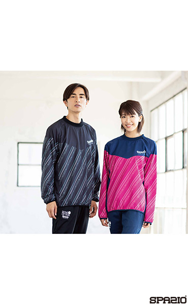 裏メッシュロゴストライプ柄ピステシャツ