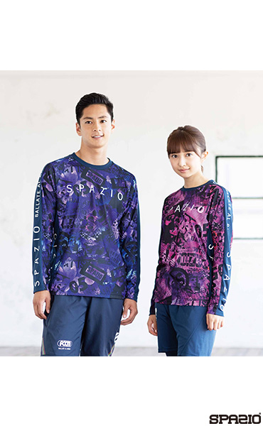 コラージュ柄ロングプラクティスシャツ